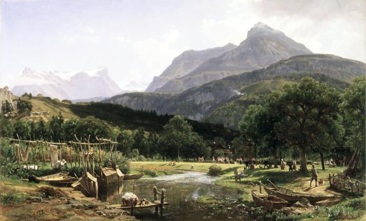 Worthington Whittredge View Near Brunnen on Lake Lucerne Norge oil painting art